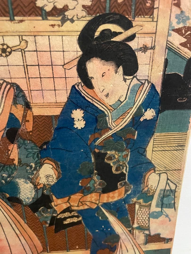 江戸 浮世絵版画 一陽齋豊国 1847年 摺り 佐野喜