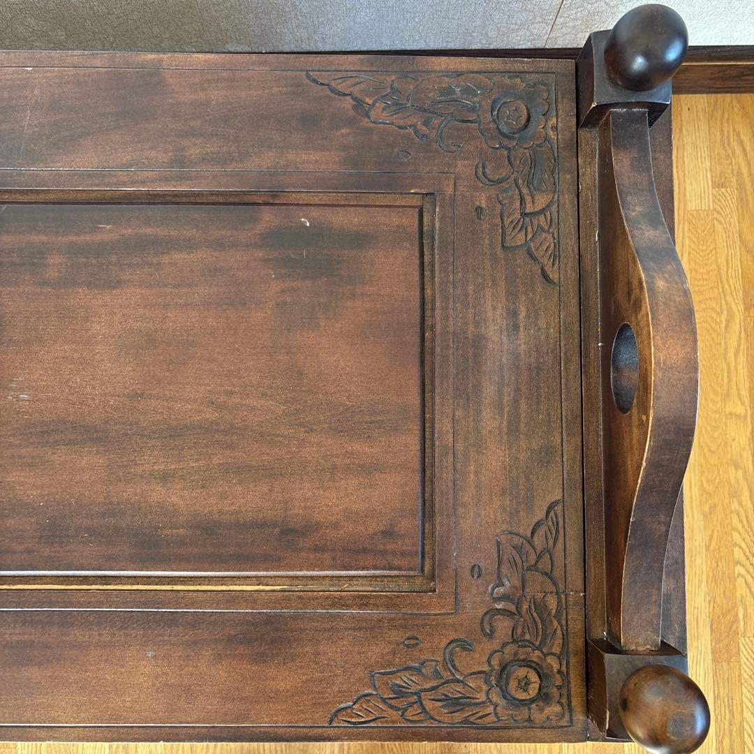 アンティーク調 収納付き木製ベンチ