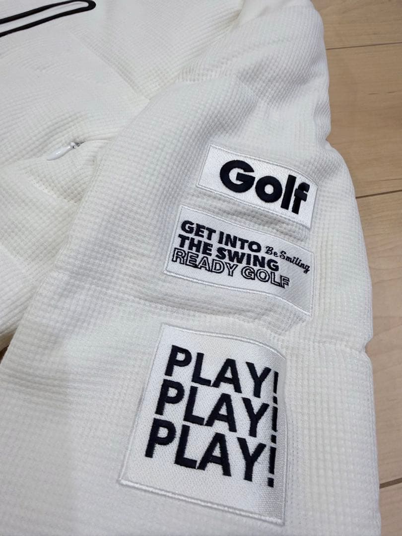 パーリーゲイツ　ポリコットワッフル×ドットエアーダウンブルゾン