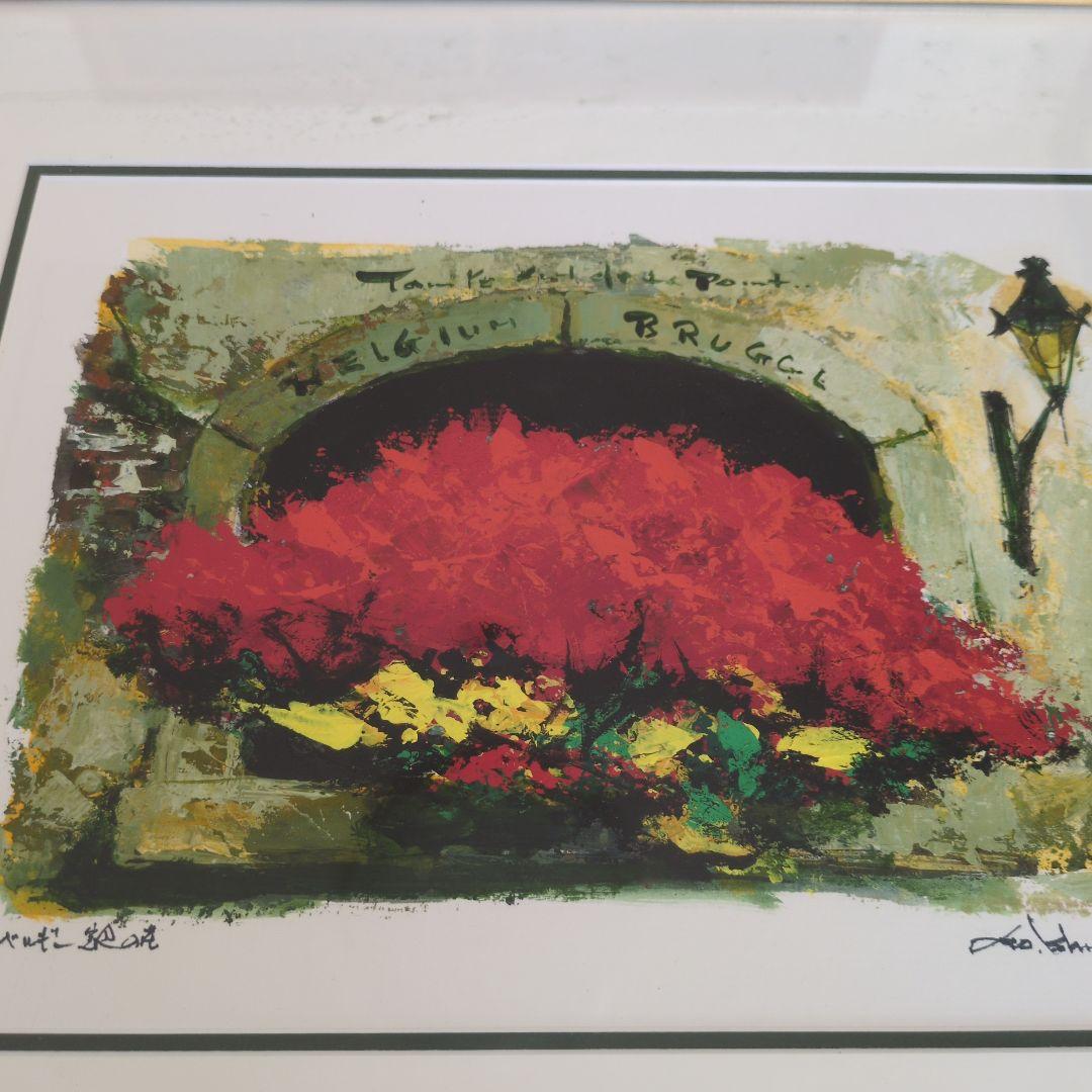 石岡剛 油彩画 ベルギー窓辺の花