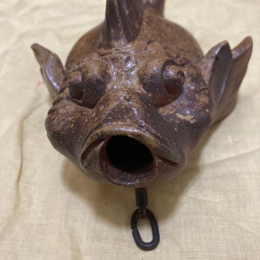 共箱付】一壺作 黄瀬戸 虎魚（おこぜ） 掛役 置物 陶器 骨董品