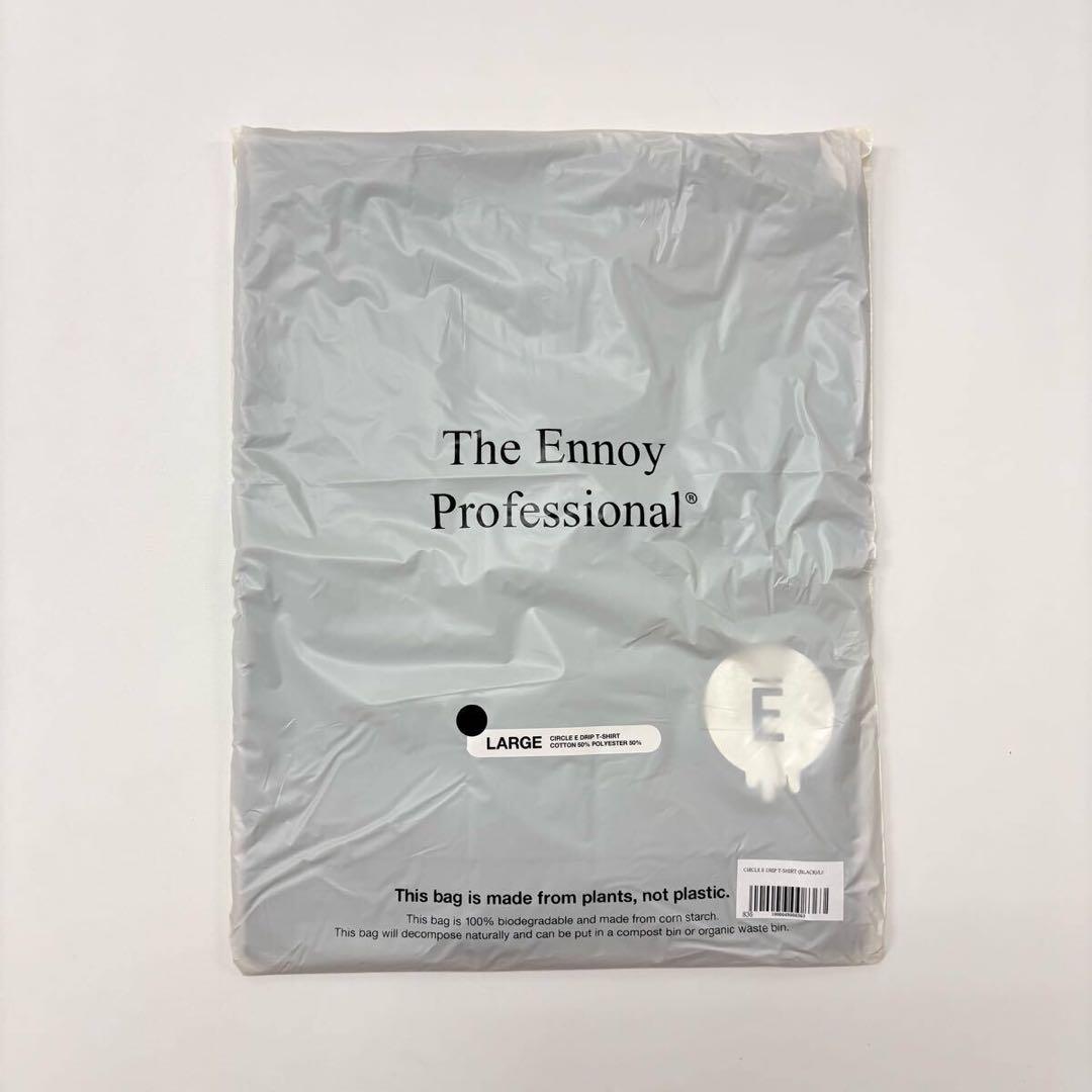 25ss 新品 エンノイ CIRCLE E DRIP T-SHIRTブラック L