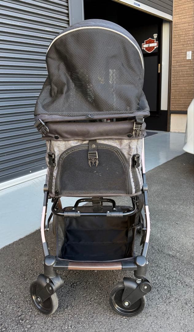 ペットカート 小型犬 中型犬 メッシュカバー付き(カラー：ブラック