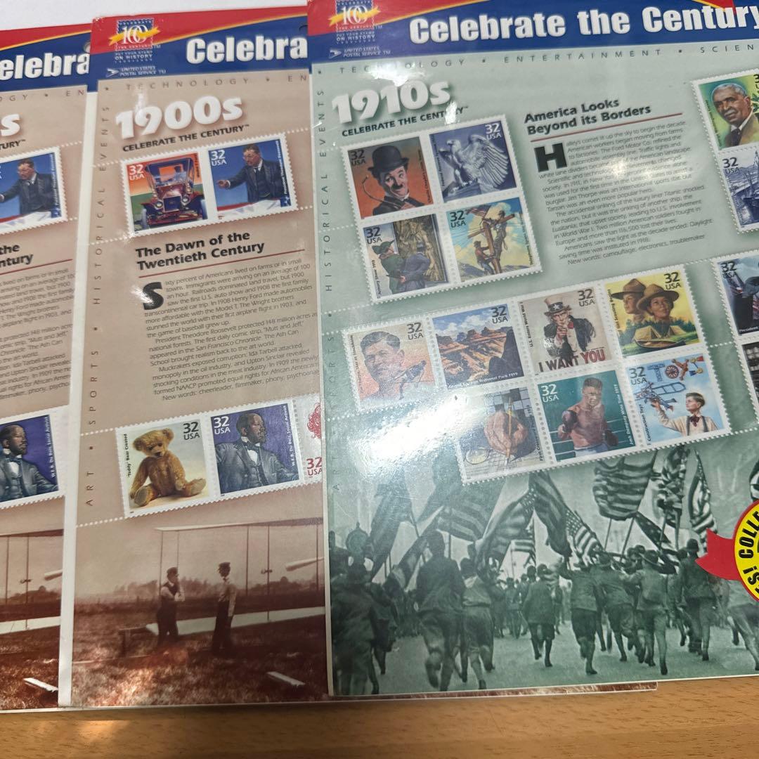 ☆＄高騰【USA 切手シート1900年～1980年まで10枚まとめて】未使用☆