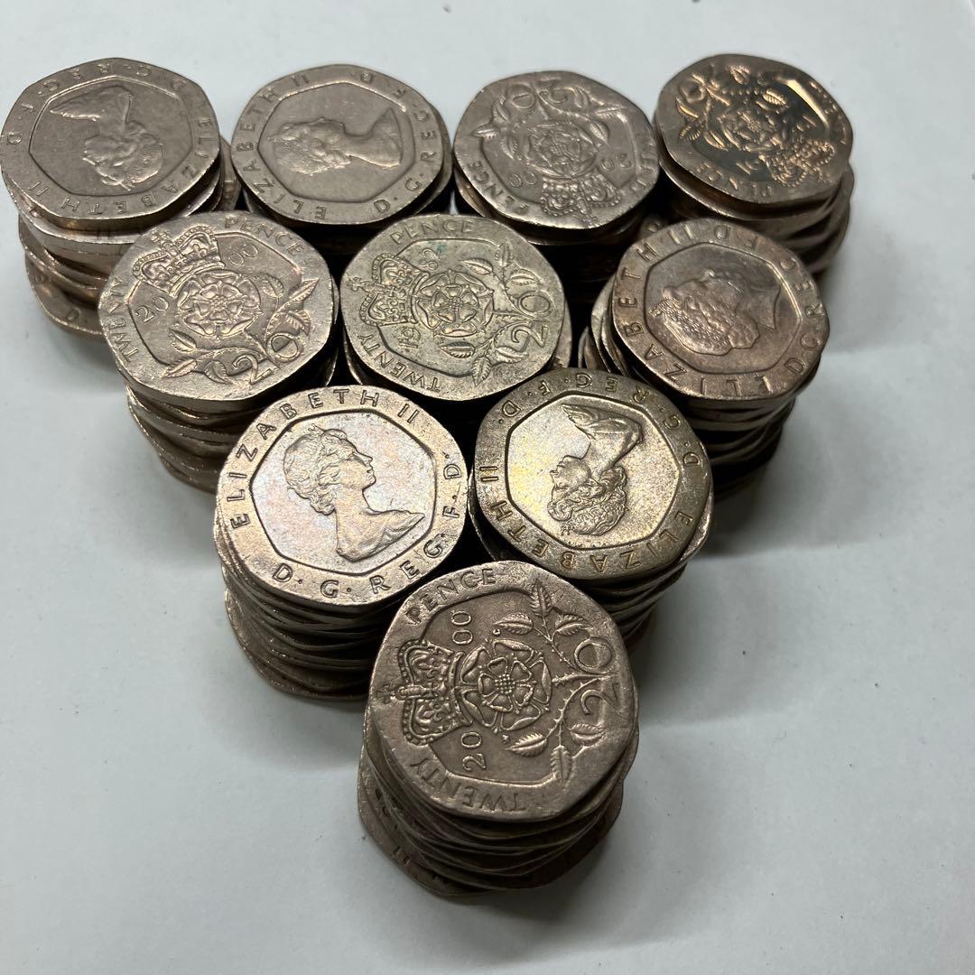 イギリス 20ペンス 100枚 コイン エリザベス 硬貨 古銭 まとめ売り