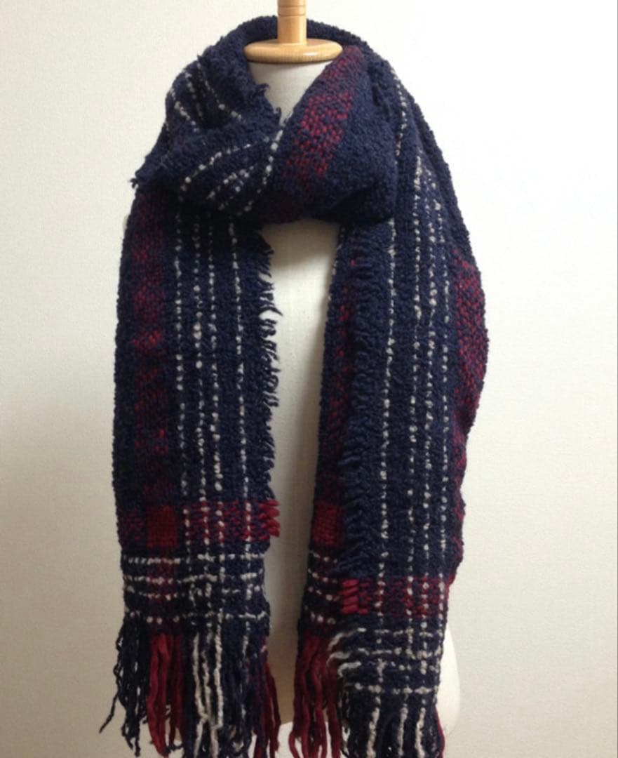 ファリエロ サルティ アルパカ混チェック柄ストール