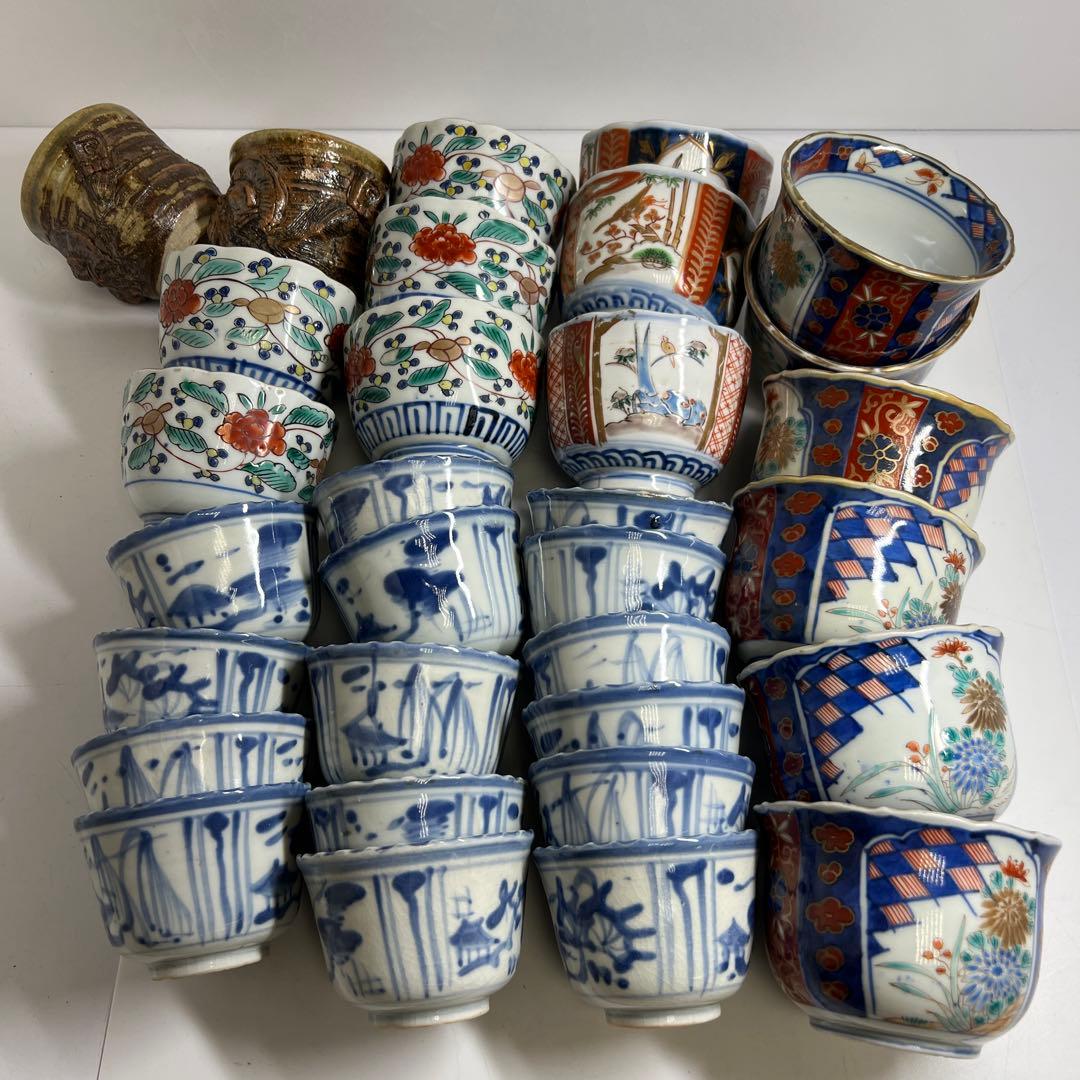 古伊万里 そば猪口等 東Y7 1217 伊万里、有田 染付古伊万里