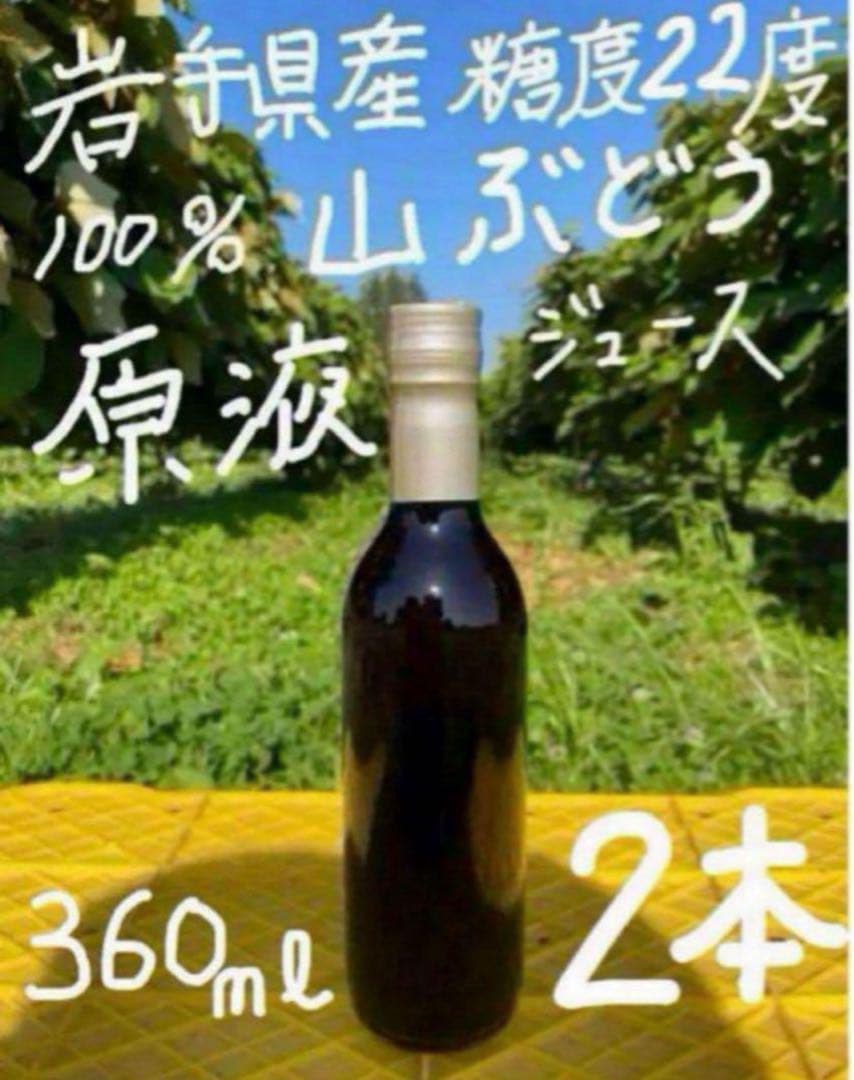 ☆完熟糖度22度岩手県産山ぶどう原液ジュース360ml2本 - メルカリ