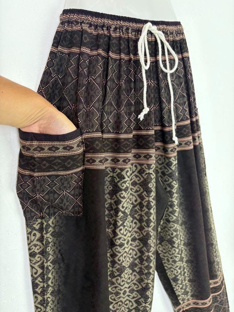 専用です！アラジン タイパンツ 男女兼用【ゴム紐】B柄DKブラウン F706