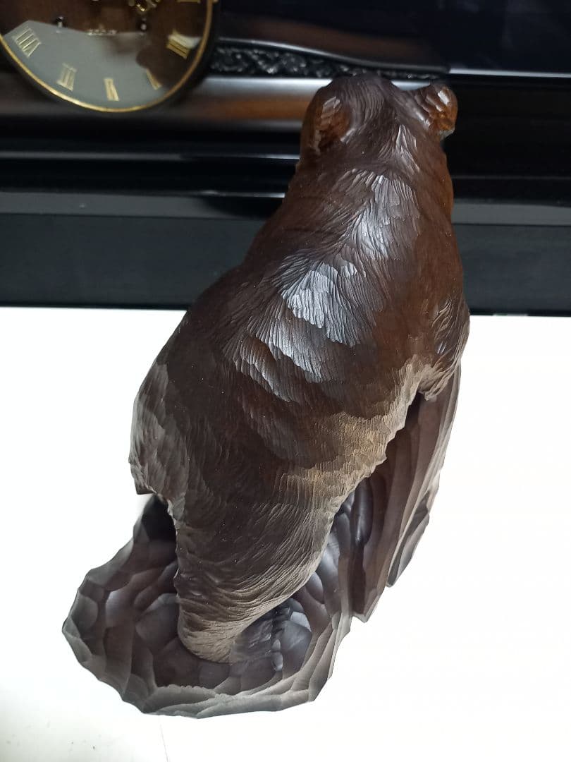 希少 アイヌ 熊 一刀彫 木彫り 堀井作 銘有り 中型 サイズ