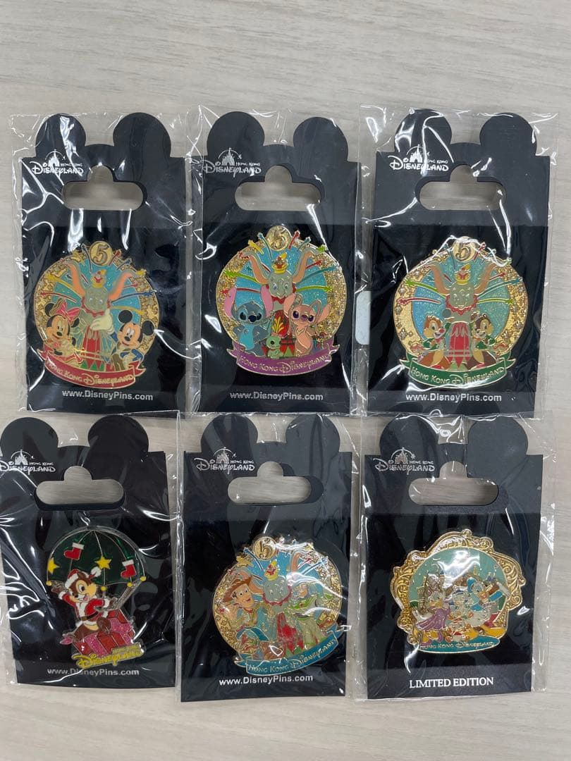 香港ディズニーランド 限定版ピンバッジ 6個セット