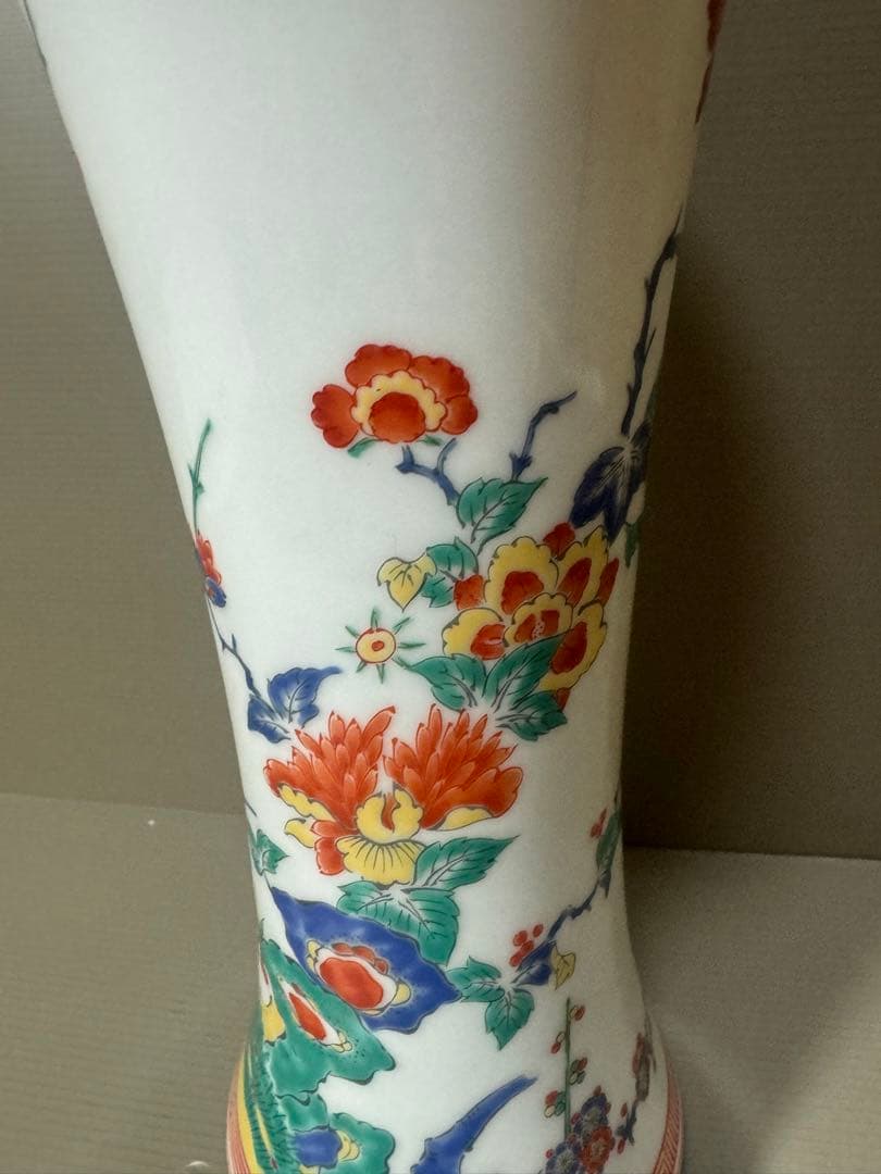 2141 其泉 色絵岩牡丹 梅竹文 花瓶