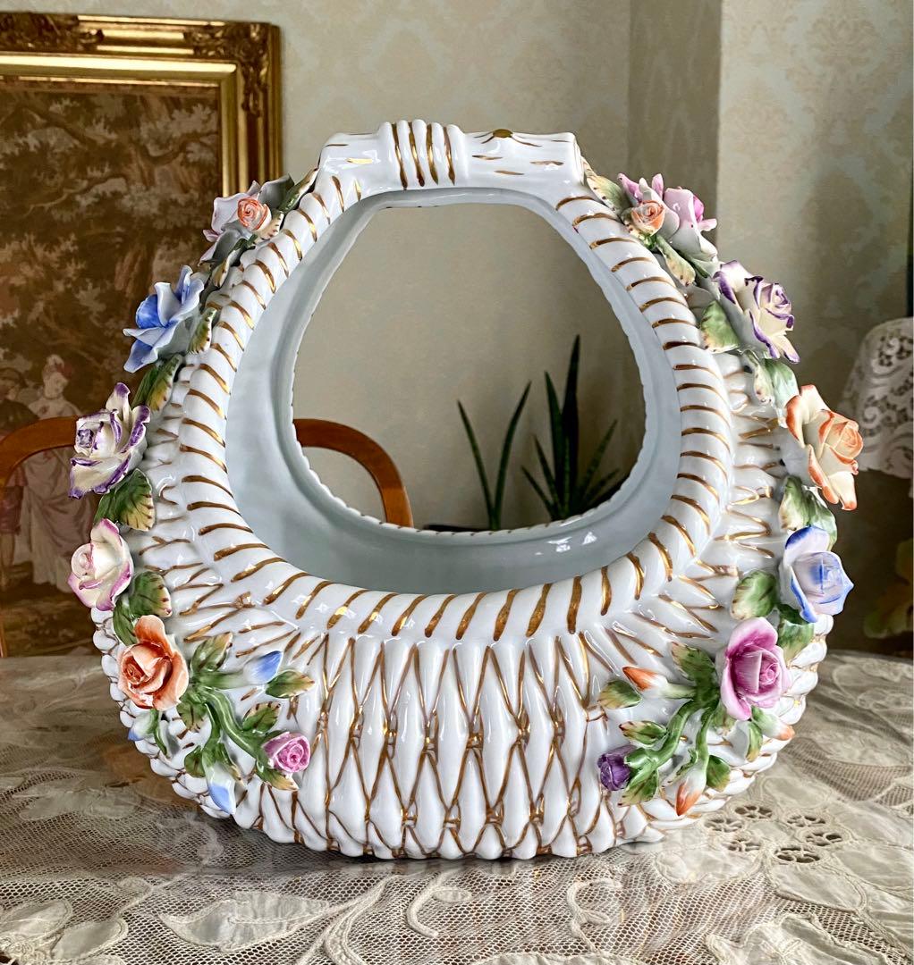 特大大 陶器の花籠 ロイヤルアーデンW約32 d30 h33 プレート ボウル