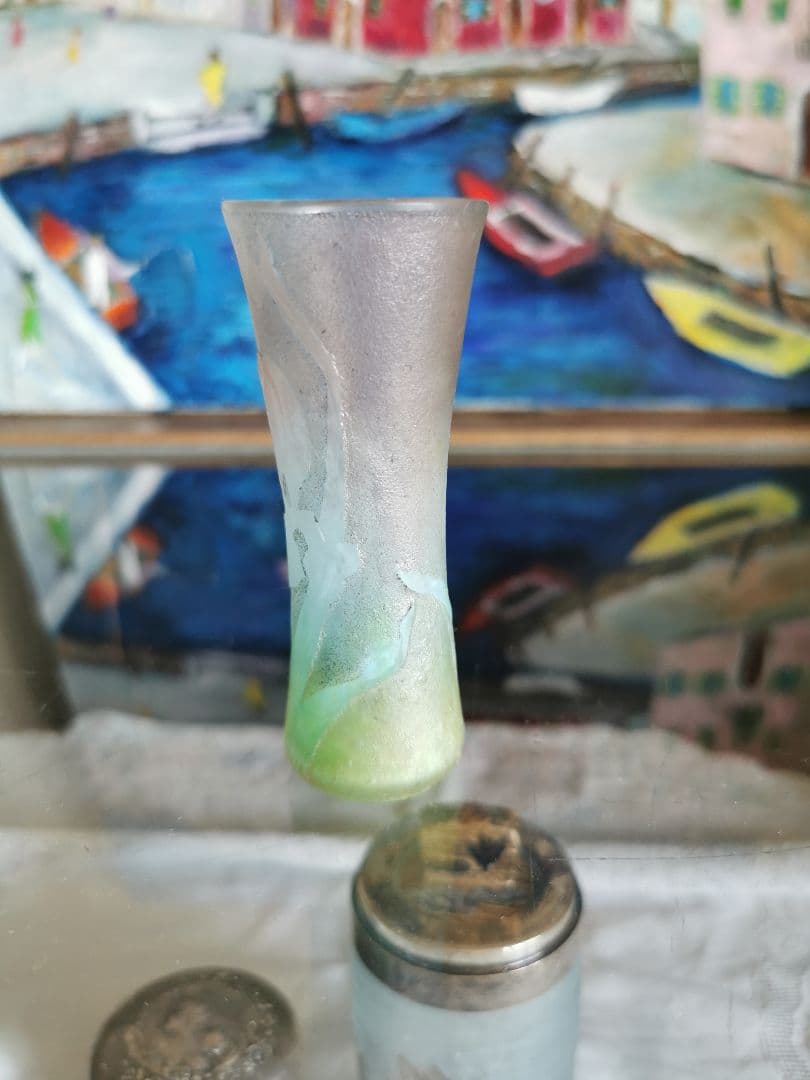 アンティーク ドームナンシー アイリス紋花器 オパールセント パートド