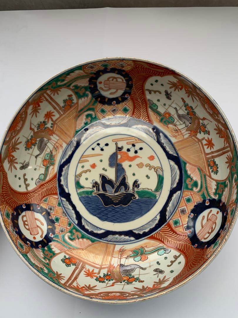 古伊万里 赤絵大三鉢 時代箱付き 送料込み