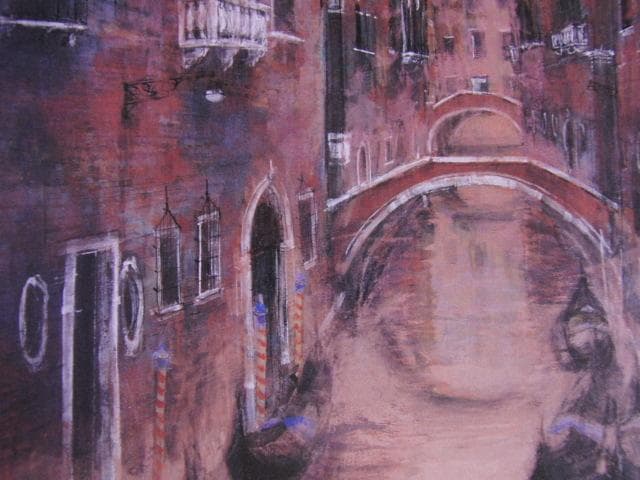 飯田史朗、【黎明ベニス】、希少な額装用画集より、新品額装付、状態良好