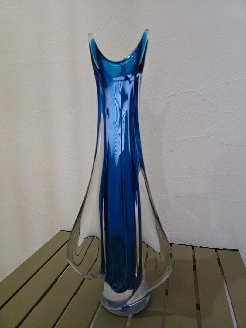 Multi Glass 青と透明のガラス花瓶 透明と青色のガラス花瓶 びーどろ 透明