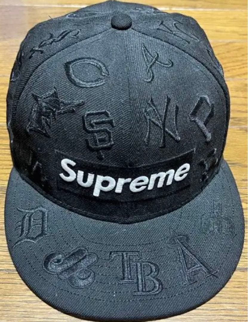 極美品 supreme シュプリーム ニューエラ キャップ 7 3/8 ブラック