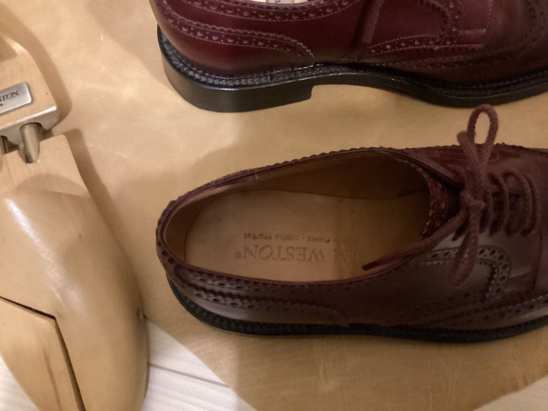 美品jm weston フルブローグ　バーガンディ　サイズ5.5D