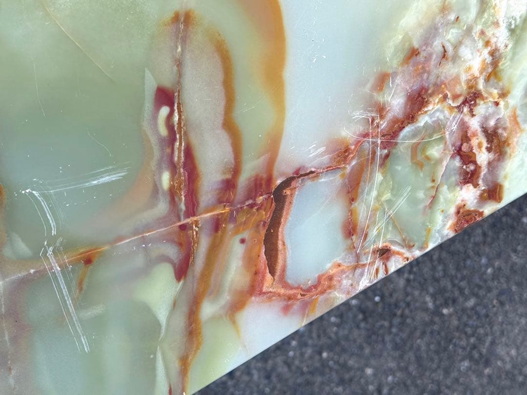 ③高73cm♪ 天然石 大理石 グリーンオニキス 飾り台 オブジェ｜