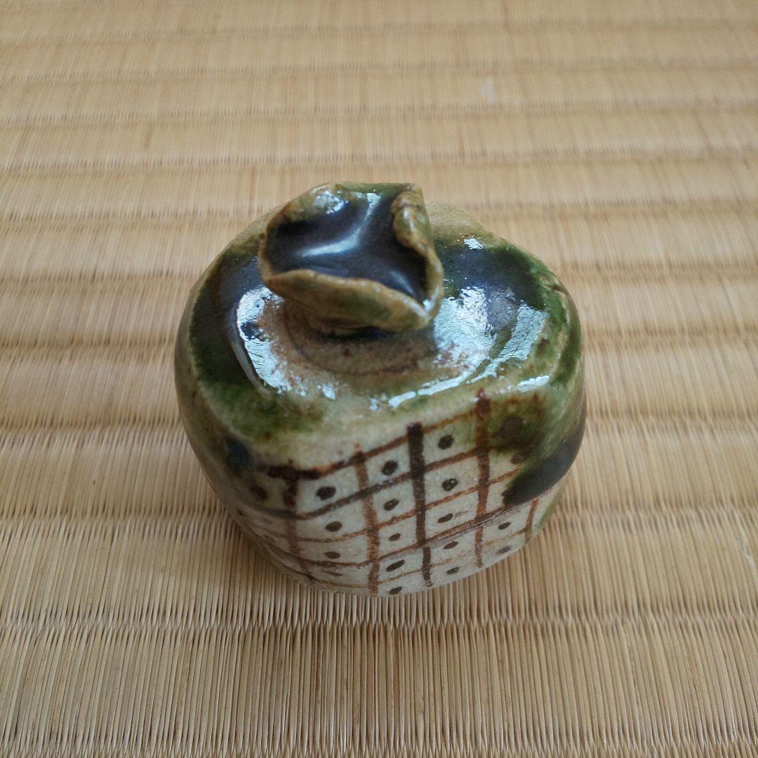 A 189 香合 織部・大綱老師　花押共箱付