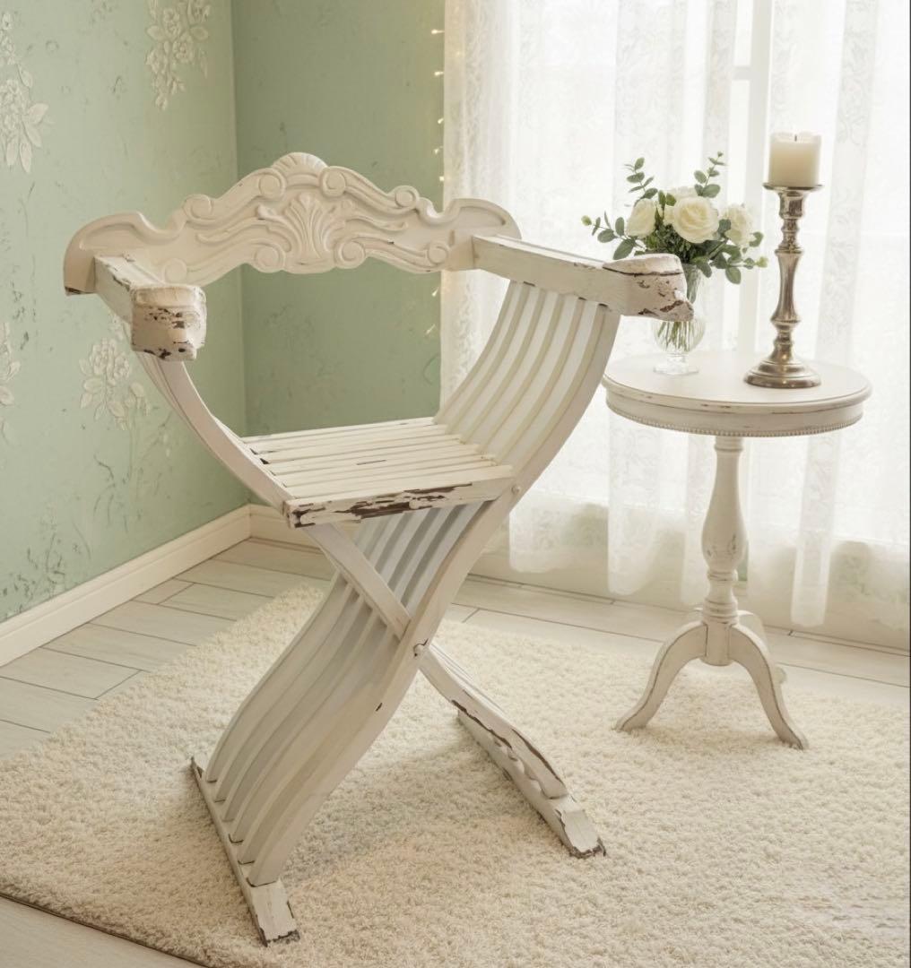 フランスアンティーク サボナローラチェア X脚 折りたたみ椅子