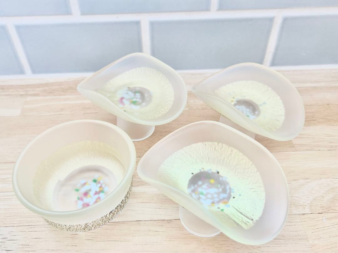 黒木国昭 金彩 鉢 ガラス 小鉢 向付 猪口 和食器 硝子 4点 まとめ売 美