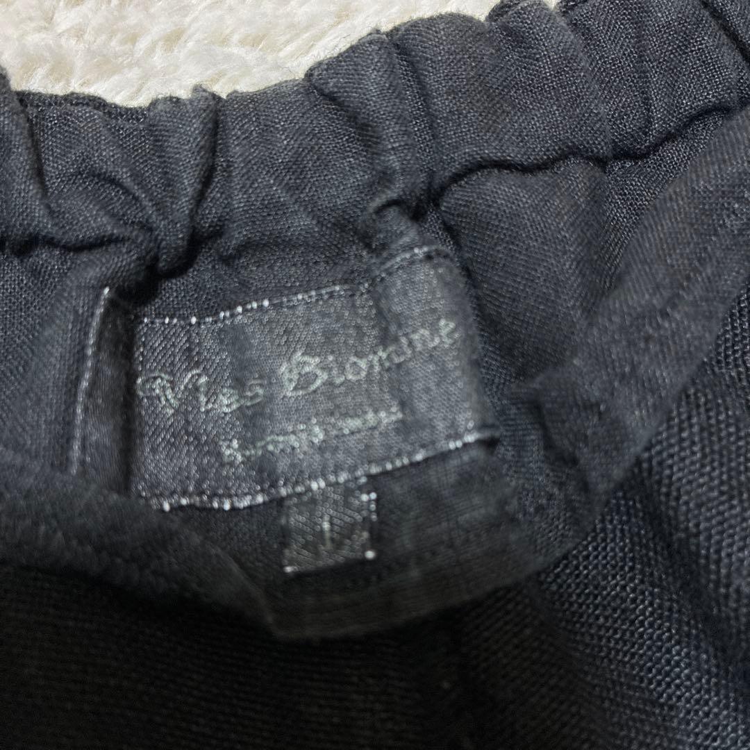 vlas blomme ワークリネンサルエルパンツ　ブラック　チャコール