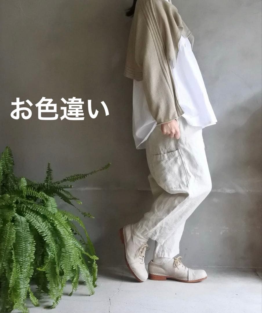 vlas blomme ワークリネンサルエルパンツ　ブラック　チャコール