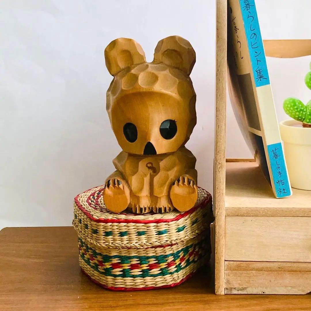 木彫熊ぼっこ 置物 北海道アイヌ 郷土玩具、どんころ熊やエスキモー