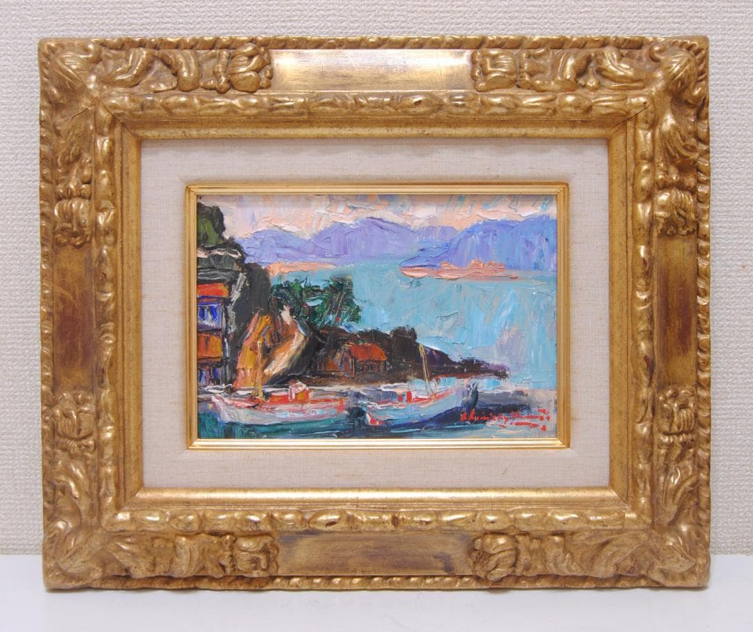 山田新一 イドラ にて 油彩画 油絵 風景画 ギリシャ エーゲ海 師: 藤島