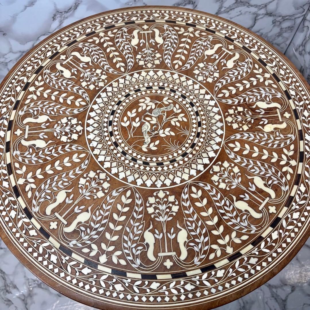 インド製 インディアンローズウッド天然素材 象嵌細工 サイドテーブル