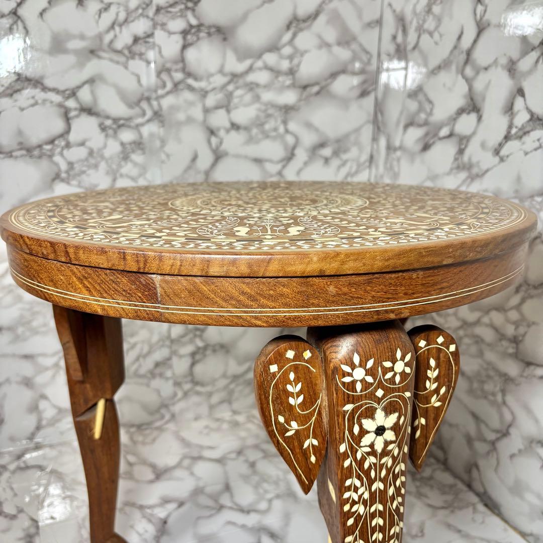 インド製 インディアンローズウッド天然素材 象嵌細工 サイドテーブル