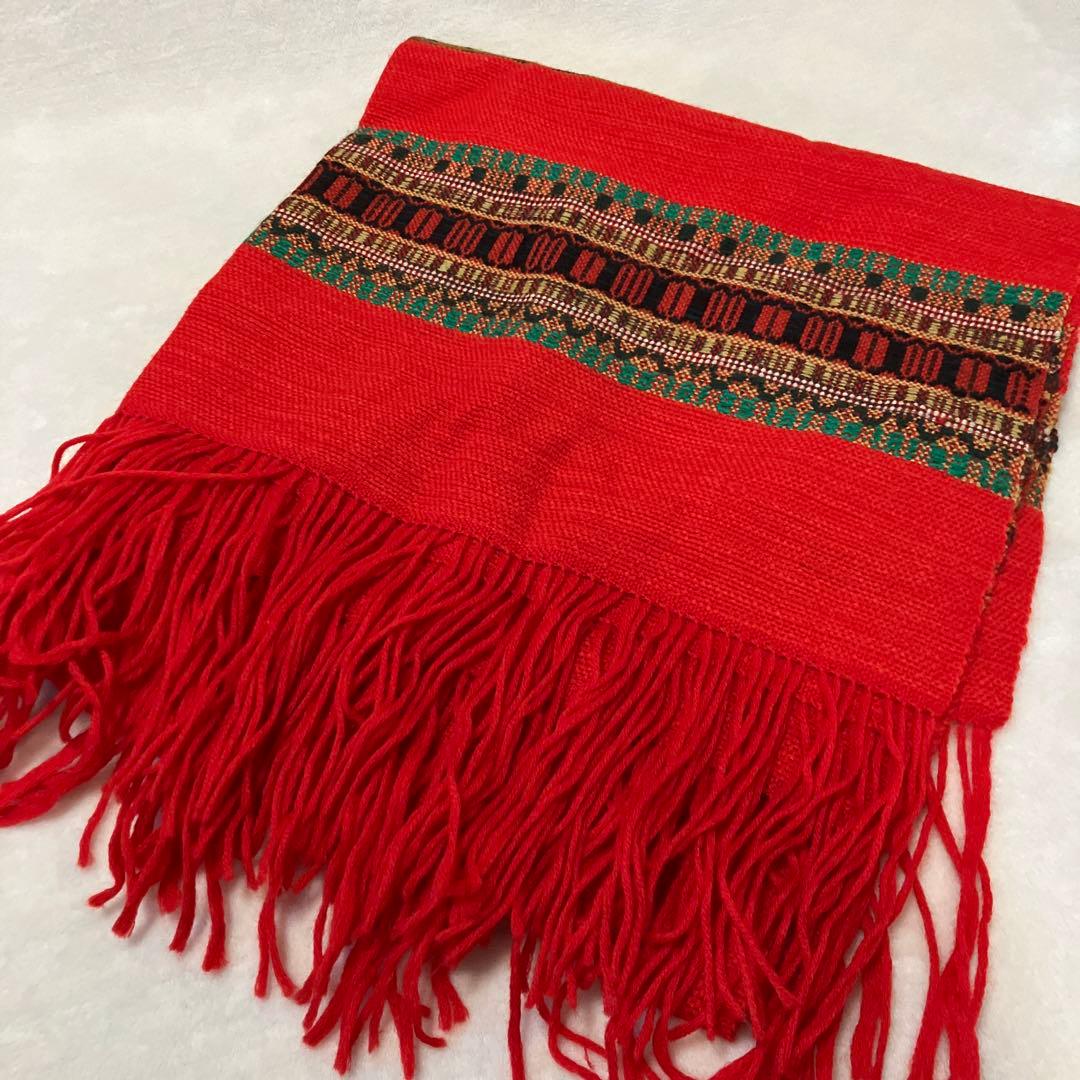 ユーカラ織大判マフラー 北海道優佳良織工芸館 手織りつむぎ 毛100