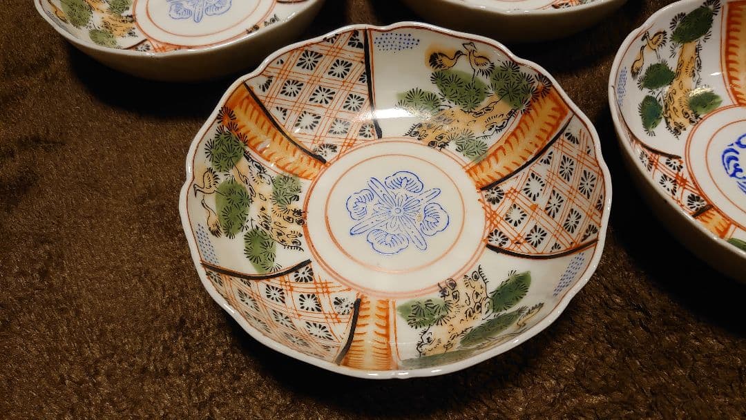 古伊万里　伊万里　なます皿　色絵　５客
