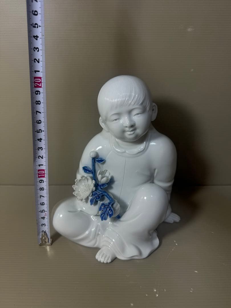 2613希少人間国宝十三代酒井田柿右衛門「太白菊童子彫」置物未使用