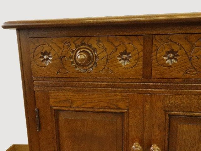 勇峰工芸 雅 花柄キャビネット1100 ナラ材家具 旭川家具 再塗装済