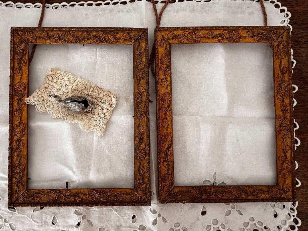 フランスアンティーク フレーム 枠のみ 2個セット 木製 ブロカント