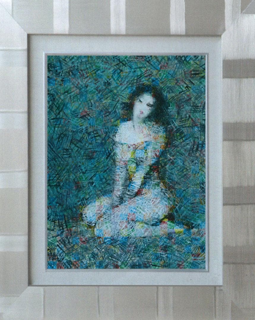 油絵 菅家令子 絵 絵画 インテリア uF6-010611 人物女性