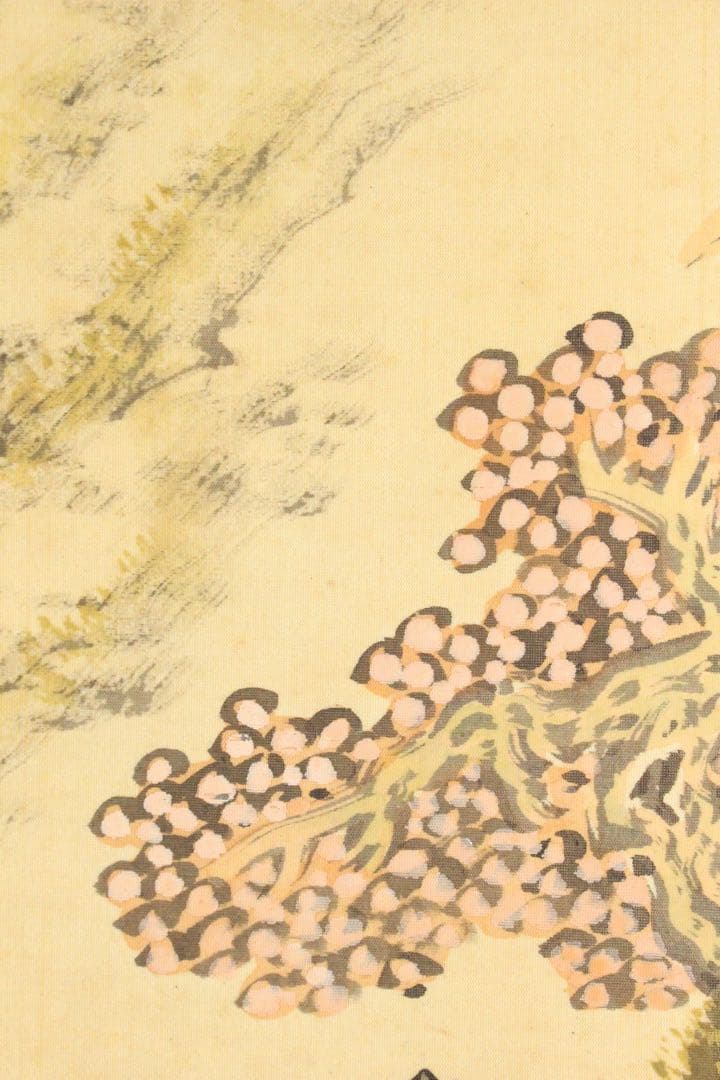 No5217 掛軸 雲外山人 在銘 青緑山水人物画 山水 着色絹本 送料