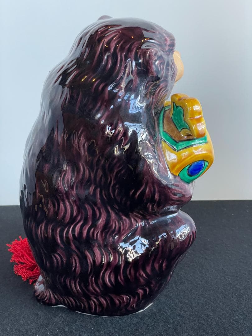 希少 九谷焼 糠川清章 作 縁起物 申 さる 猿 置物 干支 オブジェ 元箱