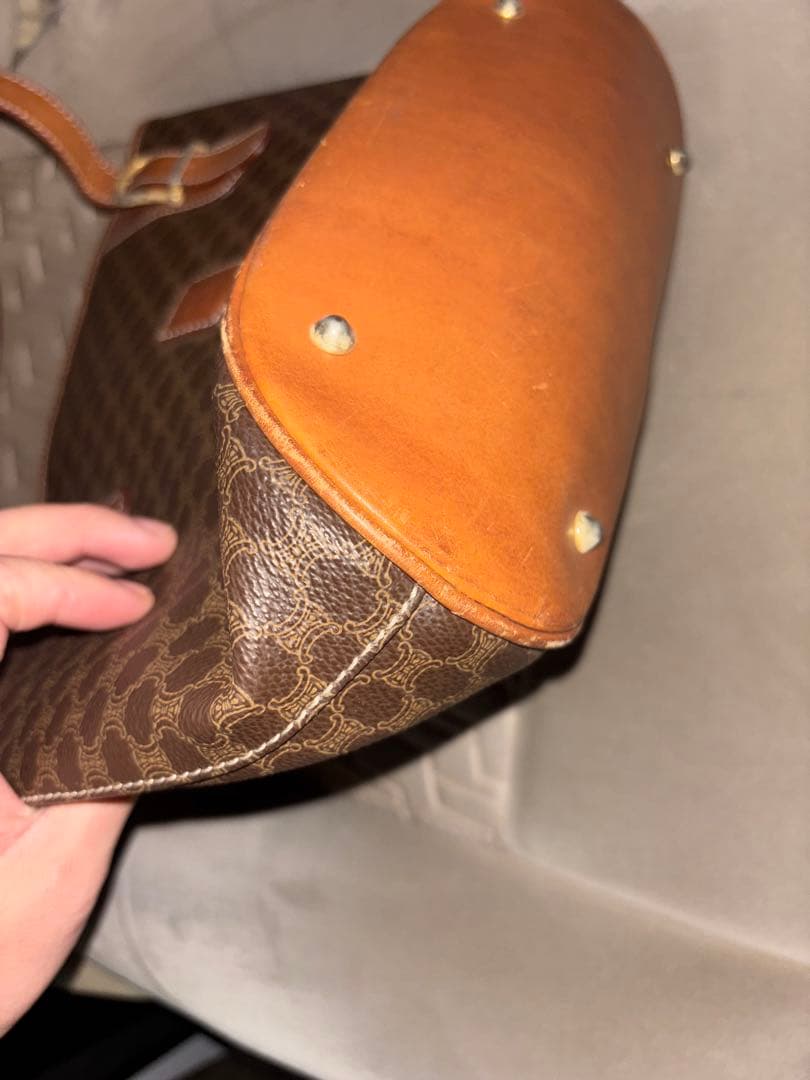 セリーヌ　マカダム　ダークブラウン ドットパターン トートバッグ