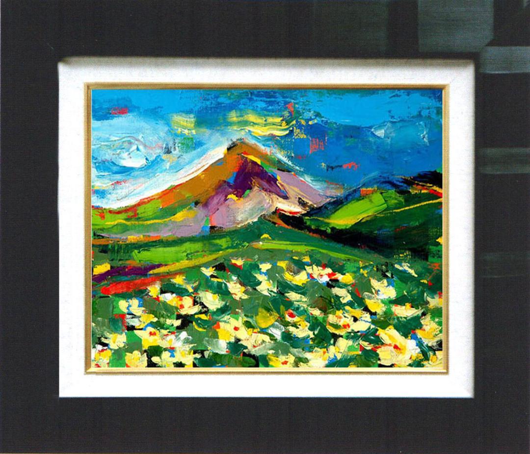 油絵 菅家令子 絵 絵画 インテリア F4-081011 風景 山 高原の花