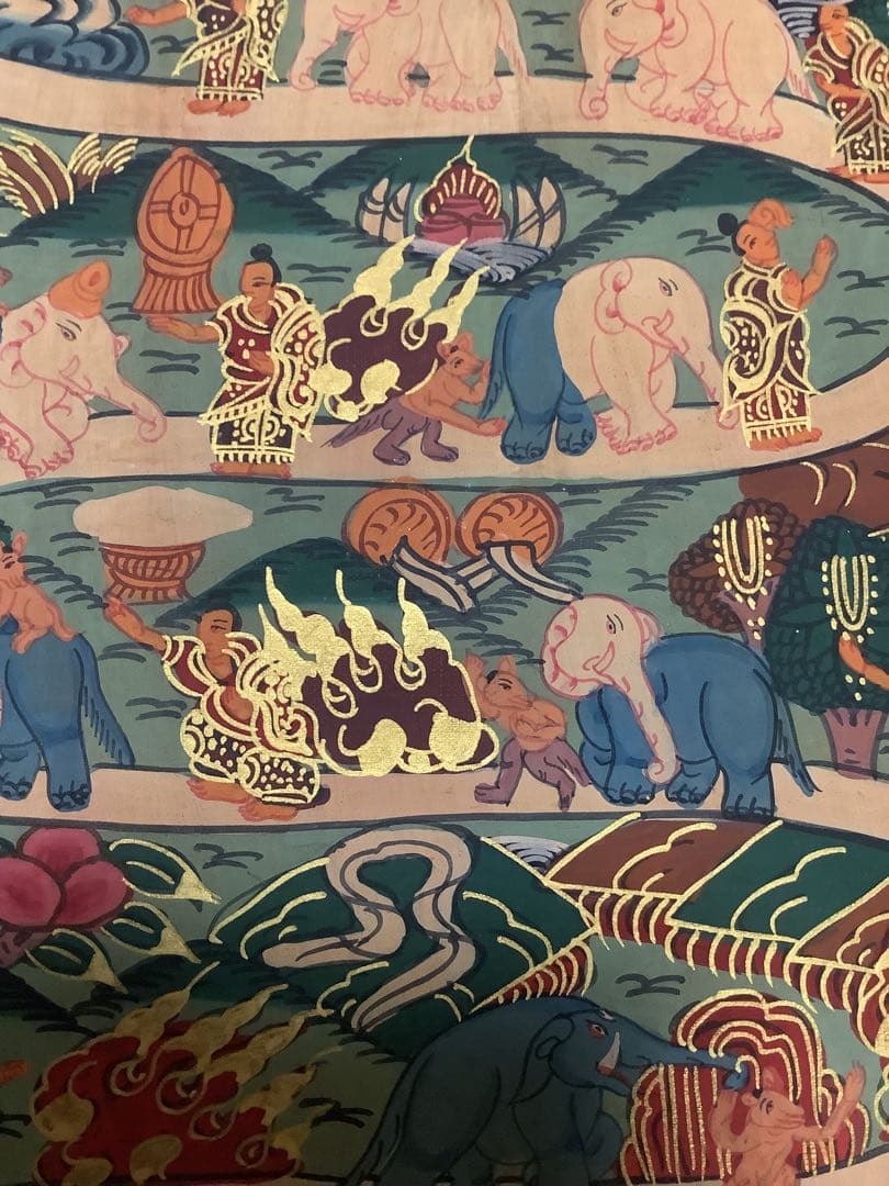 《 チベット密教　新品　1点物 》 手描き　曼荼羅　天国への道　仏画　仏教　g7