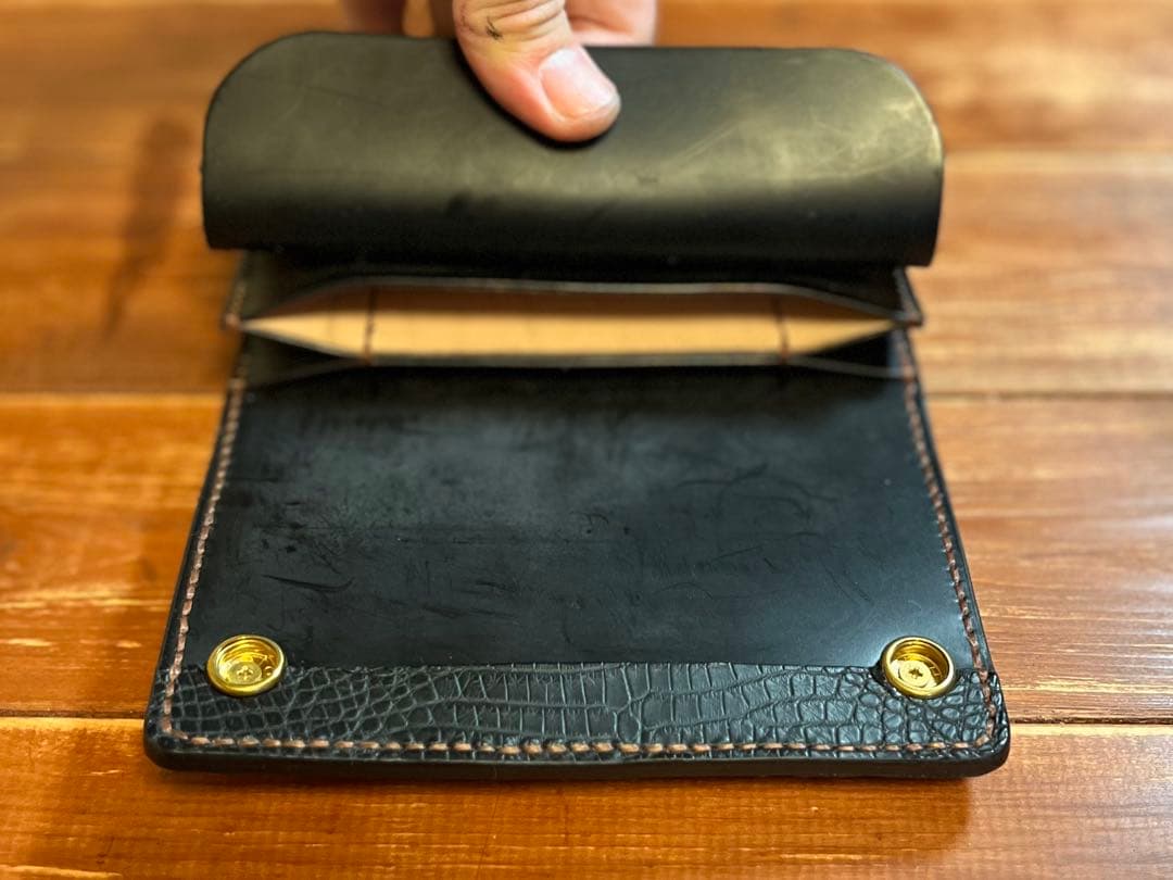 【K.A.Z】オーダー クロコダイル コードバン トラッカーウォレット