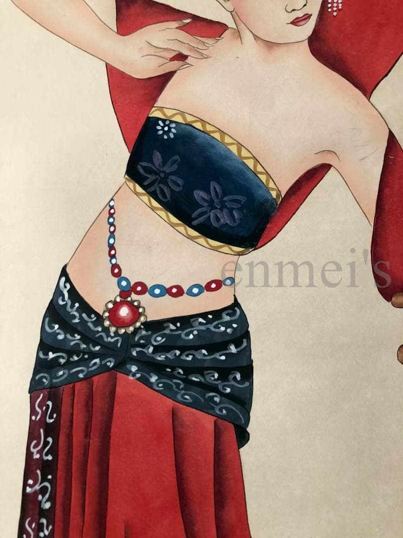 中国古美術・四尺仕女掛軸・国画・張大千印款・賞物・珍品画・肉筆