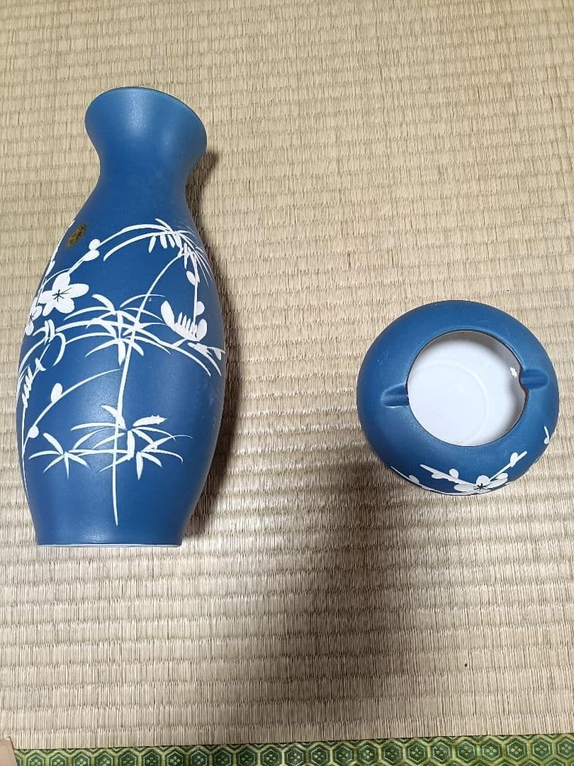 未使用 瀬戸焼 寿陶苑 花瓶セット 美濃焼 手描き 花器 2点 箱付き