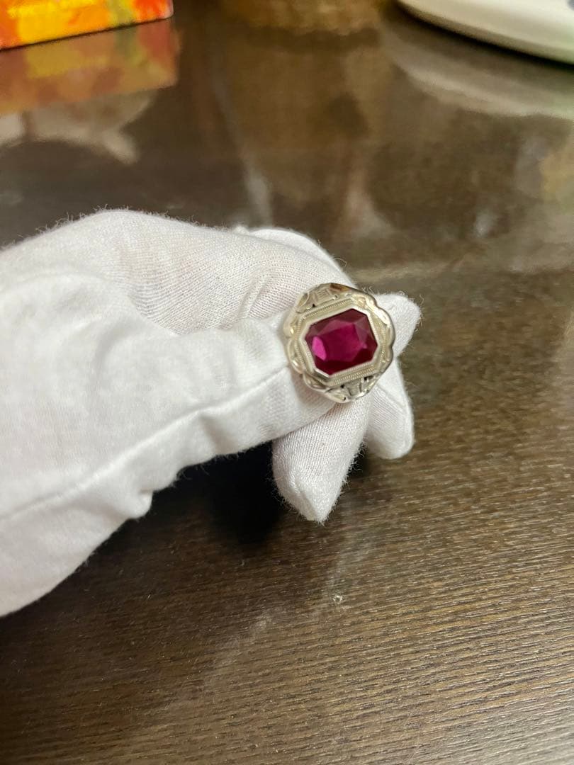 15号-17号石ルビー14KGF/SV925シルバーとゴー古指輪