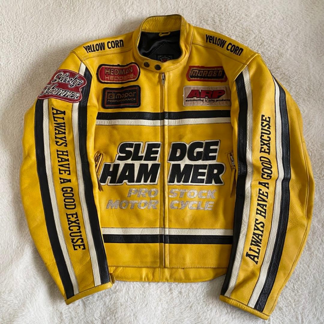 YeLLOW CORN レザージャケットモーターサイクル刺繍ワッペンLL