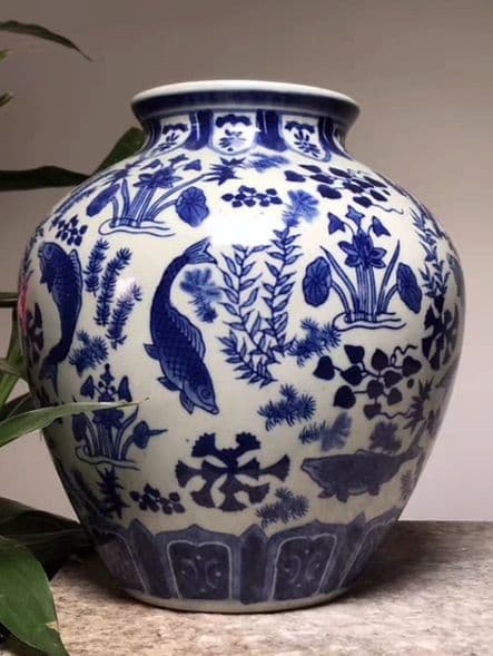 中国花瓶景徳鎮 青花磁 工芸品 古美術品時代物 装飾品置物